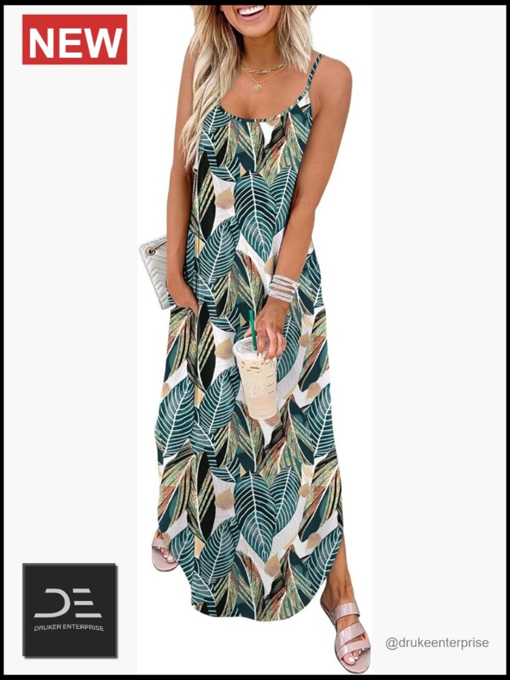 Maxi Dress Spaghetti Strap Hawaiian Casual Vacation Outfit